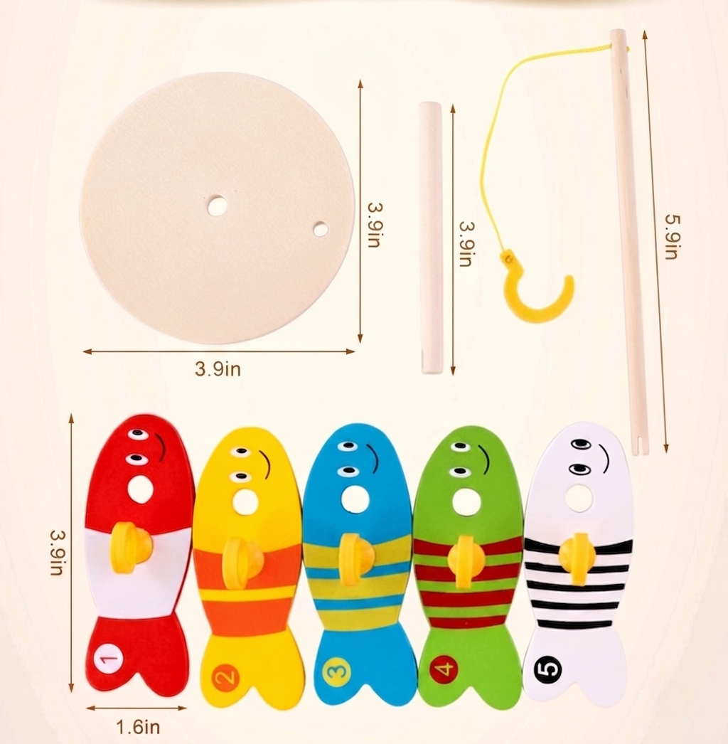 Children's Wooden Educational Fishing Toy Set